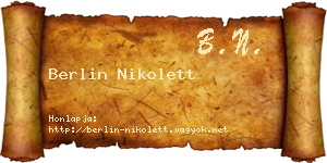Berlin Nikolett névjegykártya